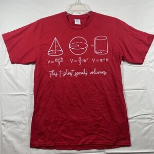 "This Shirt Speaks Volumes" Red Men's T-Shirt – Geometric Design, Size M